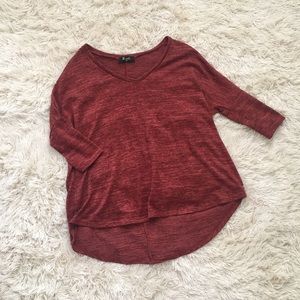 Meritt Wine 3/4 Sleeved Sweater